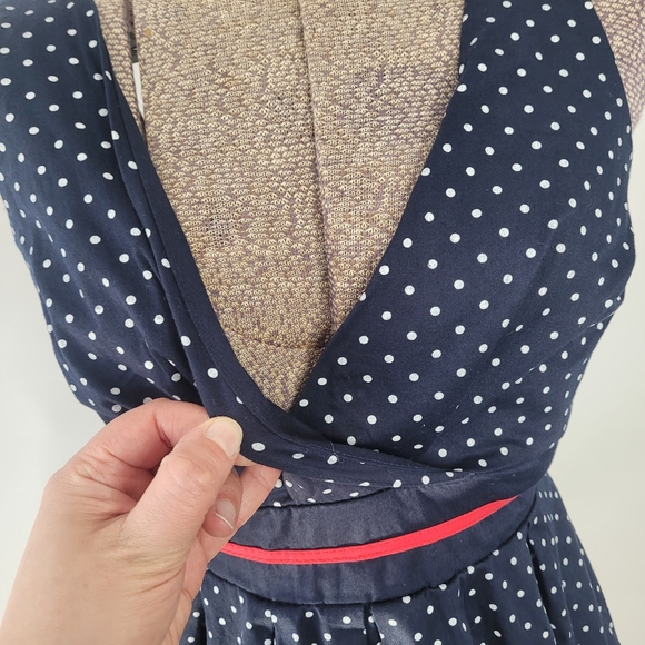 Navy blue and white polkadot summer dress size large - Picture 5 of 9